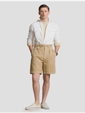 Polo by Ralph Lauren Tan Cargo Shorts with Belt Tie